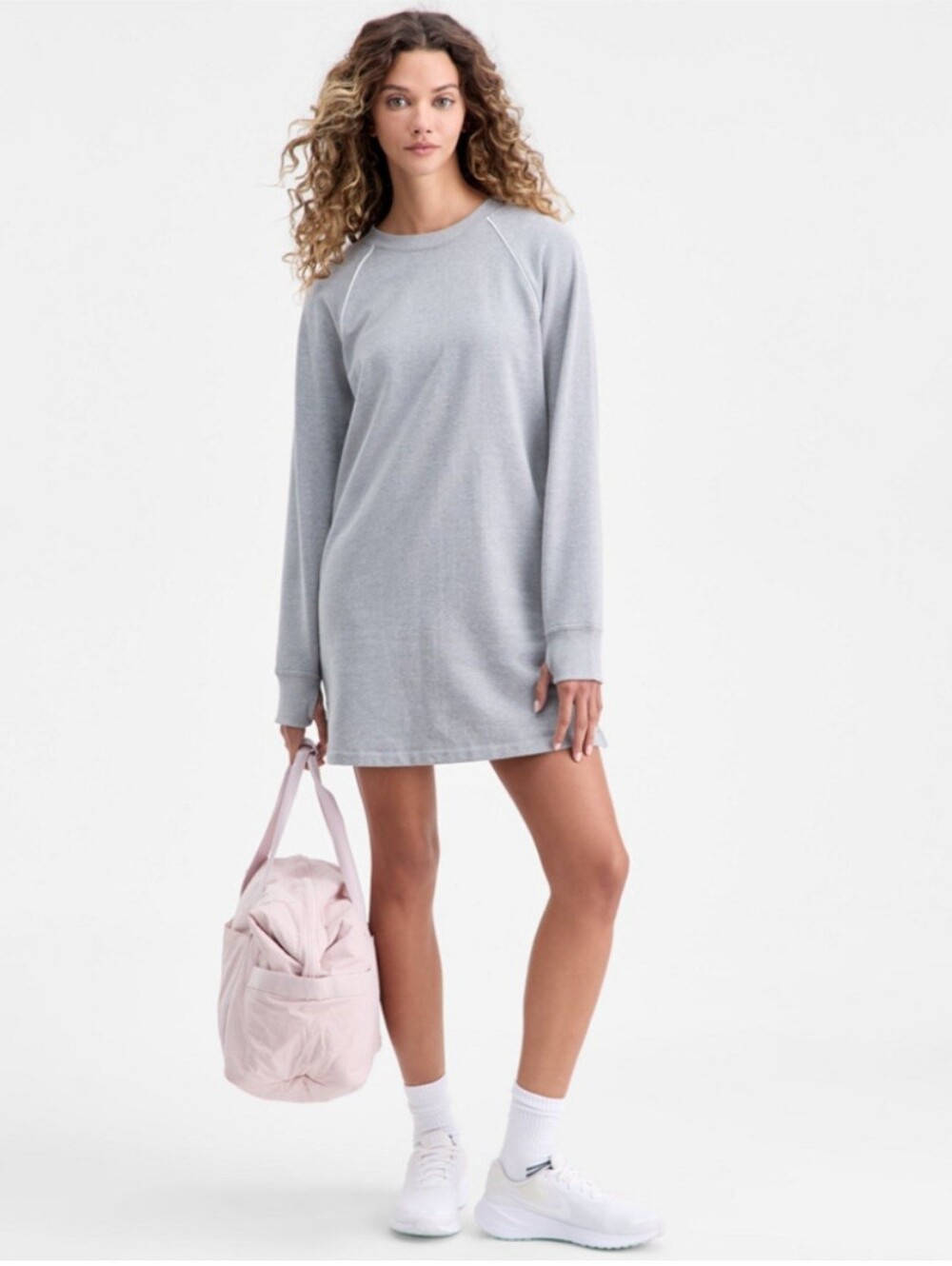 Ideology Light Gray Piped Sweatshirt Dress Size Large NWT